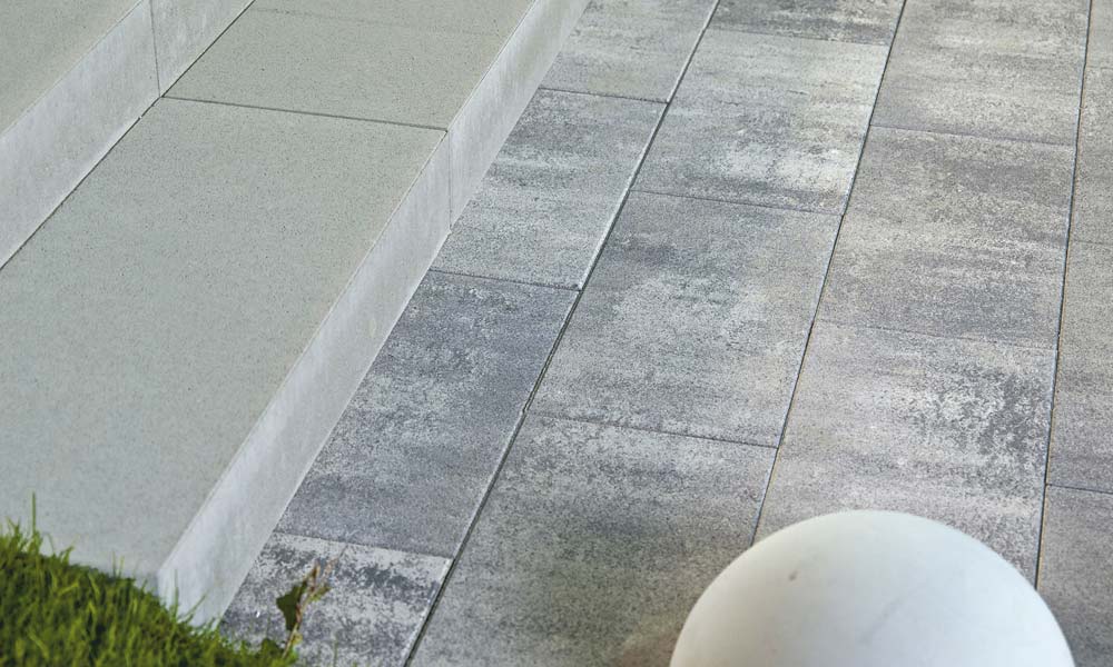 Largo podlahová platňa 59,8 x 39,8 x 5 cm, žulovo sivá tieňovaná; Linea blokový schod, sivá