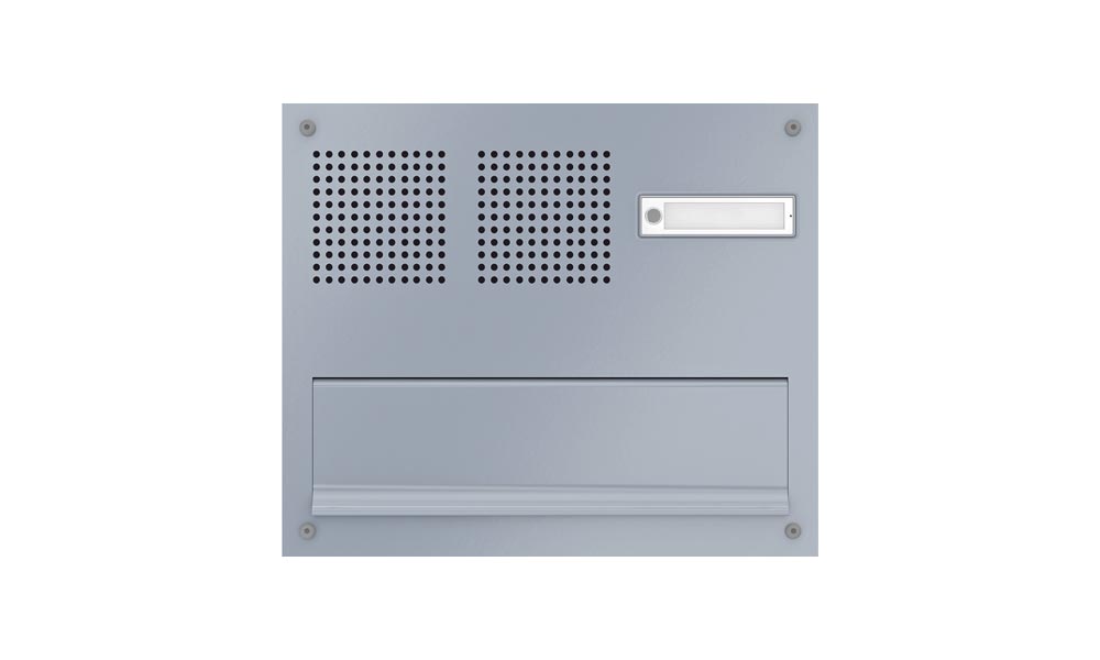 Predný panel pre el. vrátnika vrátane veľkej štrbinovej klapky nerezová oceľ V4A kartáčovaná biely hliník